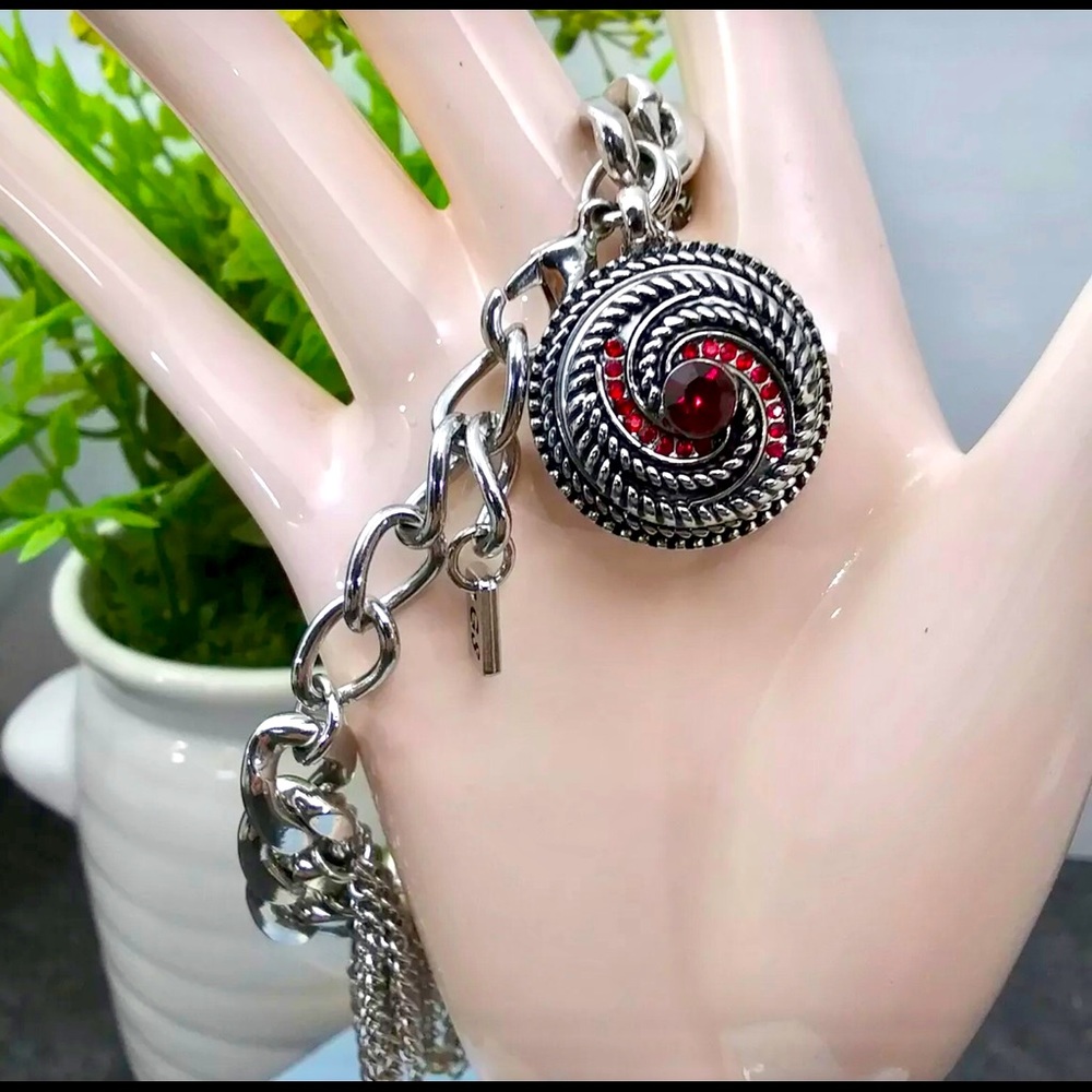 GINGERSNAPS. Silver Tone Bracelet With Charms.7-8.5”